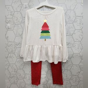 Nwt Toddler Girls' Christmas Tree Long Sleeve Top & Leggings Set - Cat & Jack